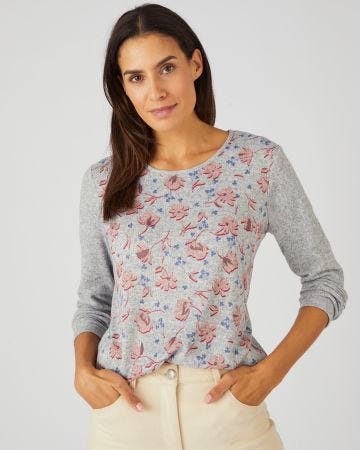 Tee-shirt maille chaude fleuri