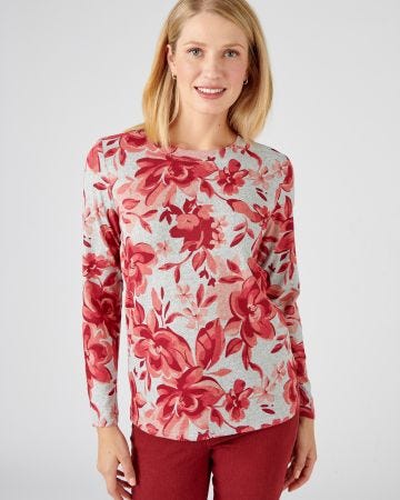 Tee-shirt maille chaude motif feuilles