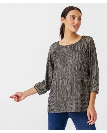 Blouse plissée brillante multicolore