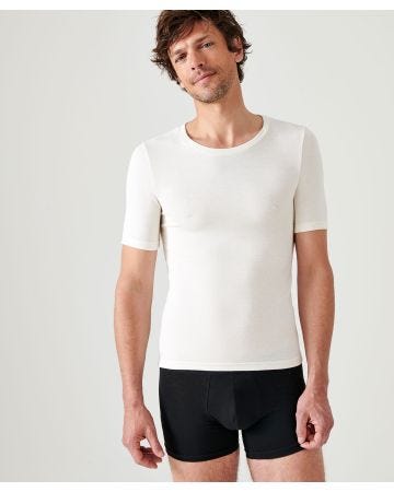 T-shirt col rond manches courtes fine côte Thermolactyl