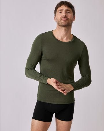 T-shirt col rond manches longues fine côte Thermolactyl Sensitive