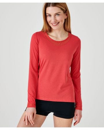 T-shirt Thermol'love empiècement tulle animalier