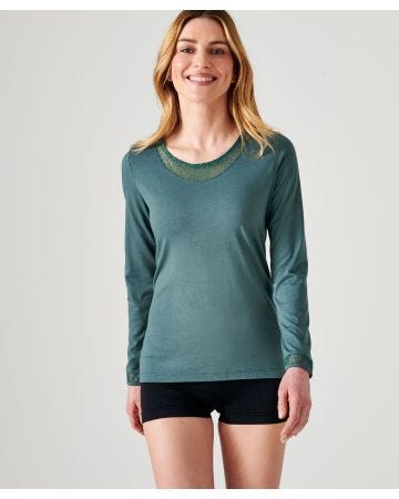 T-shirt Thermol'love empiècement tulle animalier