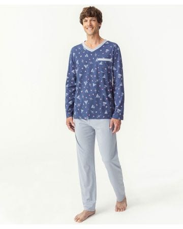 Pyjama en maille jersey coton peigné