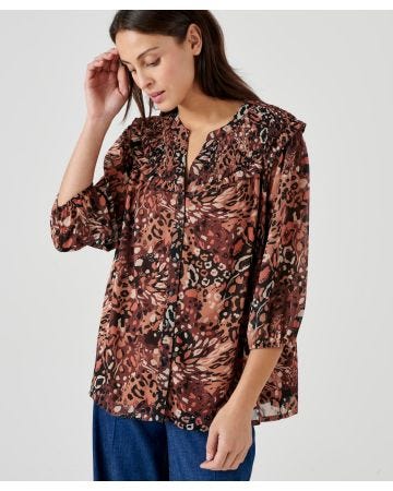 Chemisier voile imprimé animalier
