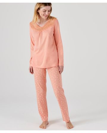 T-shirt de pyjama maille jersey coton/modal, manches longues
