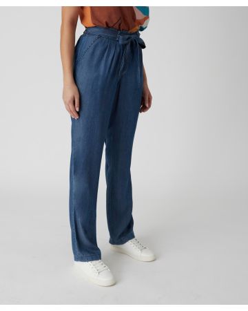Pantalon fibre lyocell ceinturé