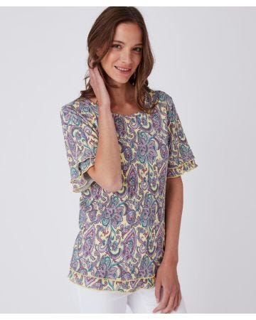 Tee-shirt maille plissée esprit volants