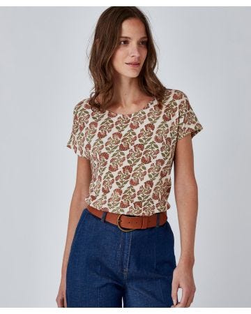 Tee-shirt imprimé mélange lin