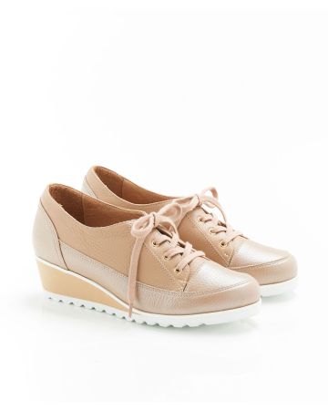 Derbies compensés à lacets, dessus cuir cerf