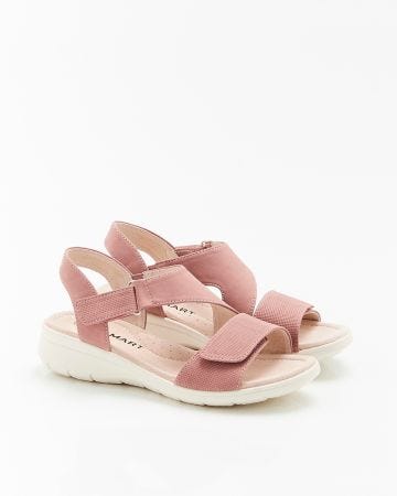 Sandales compensées aspect nubuck