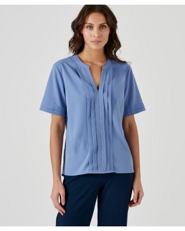 Blouse à plis unie manches courtes