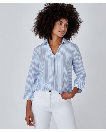 Blouse rayée et fils métallisés