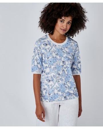 Sweat-shirt imprimé bleu