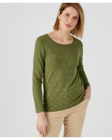 Pull en maille à impression dorée