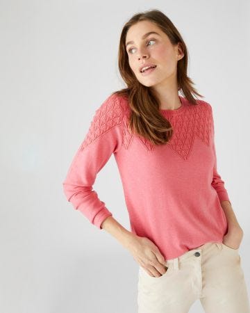 Pull chaud maille ajourée