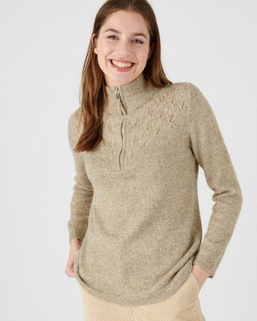 Pull col zippé mélange alpaga