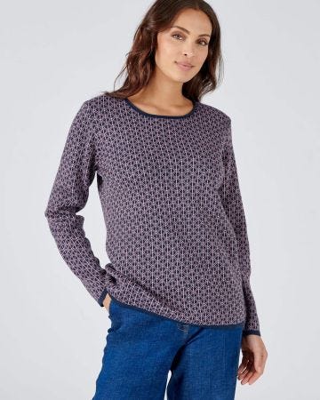Pull jacquard bicolore manches longues