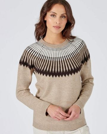 Pull maille jacquard ethnique