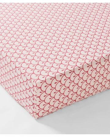 Drap-housse imprimé micro-motifs géométriques hortensia