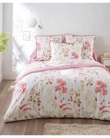 Housse de couette réversible imprimée hortensia