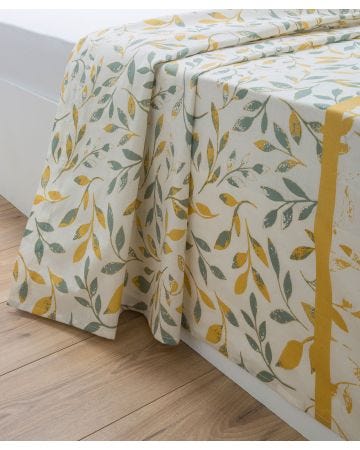 Drap plat imprimé feuillage