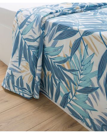 Drap plat imprimé feuilles de palmier Azul