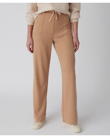 Pantalon large maille côtelée