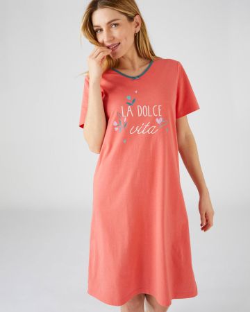 Lot de 3 chemises de nuit en pur coton peigné, 2 statures