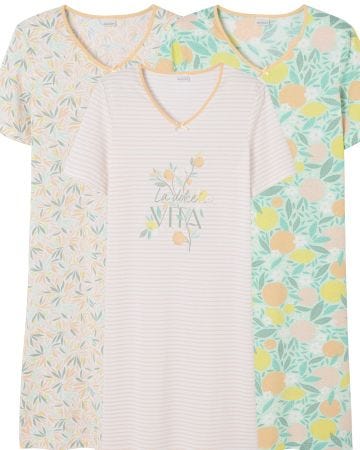 Lot de 3 chemises de nuit, 2 longueurs