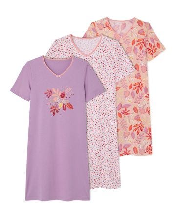 Lot de 3 chemises de nuit, 2 longueurs