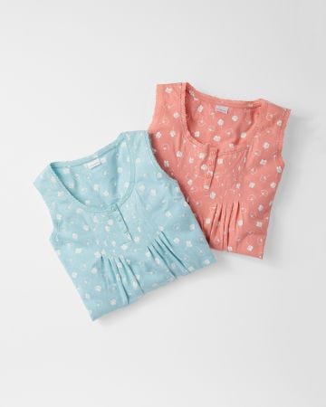 Lot de 2 chemises de nuit pur coton peigné