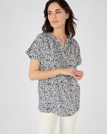 Blouse imprimée col tunisien