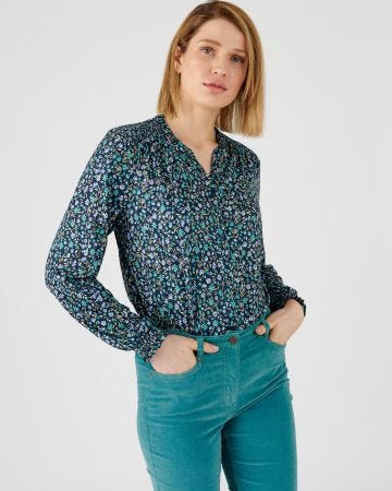 Chemisier fleuri à smocks
