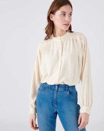 Chemisier fibres pure viscose Lenzing(TM) EcoVero(TM), smocks et volants