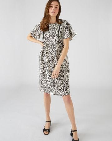 Robe imprimée en lin mélangé
