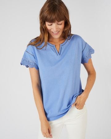 T-shirt broderies anglaises pur coton