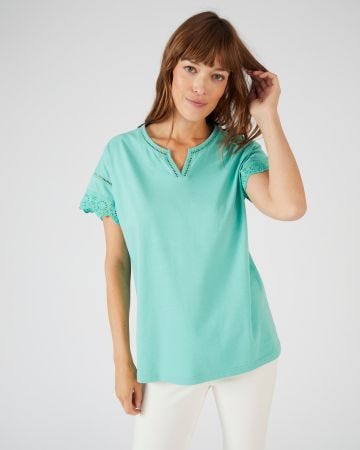T-shirt broderies anglaises pur coton