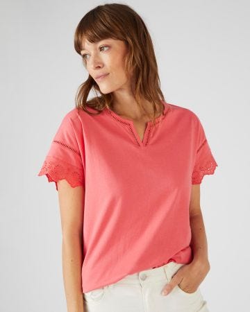 T-shirt broderies anglaises pur coton