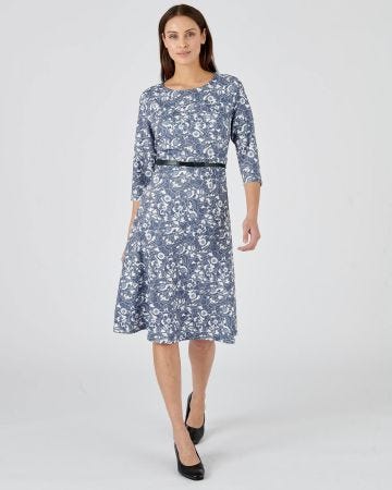 Robe imprimé fleurs en maille jacquard