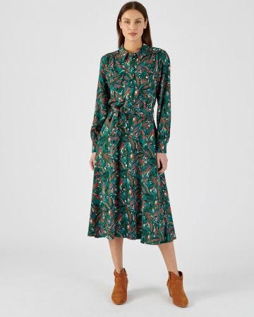 Robe-chemisier fleurie pure viscose