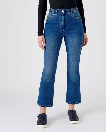 Jean 7/8ème ceinture tressée.