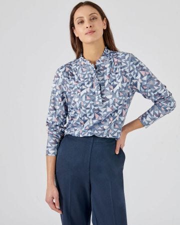 Tee-shirt volanté toucher peau de pêche, manches longues
