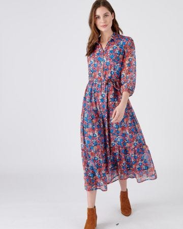 Robe longue fleurie en voile