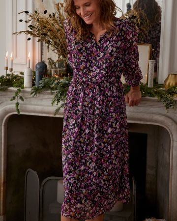 Robe à manches longues en voile imprimé
