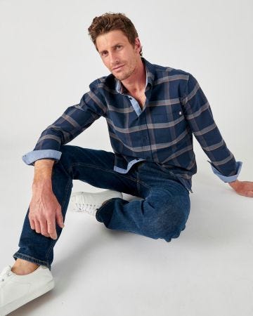 Chemise carreaux Oxford pur coton manches longues