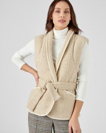 Veste lainage sans manches motif chevrons