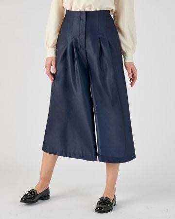 Jupe-culotte bleu marine en crêpe