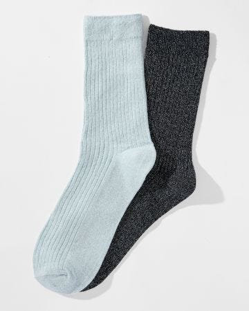 Lot de 2 paires de chaussettes maille côtelée fantaisie