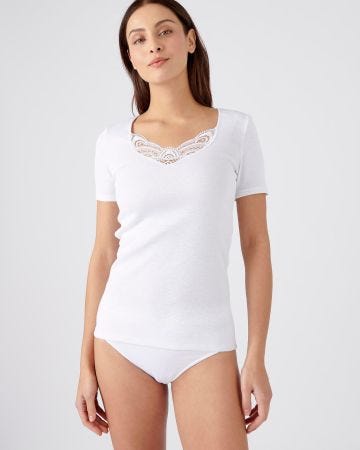 Tee-shirt finition guipure Thermolactyl
